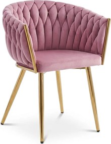 Bársony étkezőfotel ORION VELVET arany lábakkal, rózsaszín
