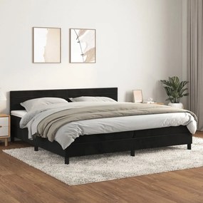fekete bársony rugós ágy matraccal 200x200 cm