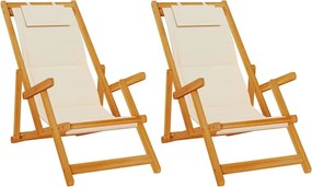 vidaXL Tengerparti szék párnával 2 pcs Barna x Tömör akácfa
