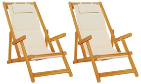 vidaXL Tengerparti szék párnával 2 pcs Barna x Tömör akácfa