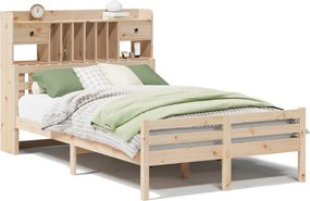vidaXL tömör fenyőfa könyvespolcos ágy matrac nélkül 135 x 190 cm