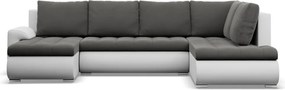 Tokio U sarokkanapé, 3 ágyneműtartóval, bársony + műbőr, jobboldali, szürke - fehér