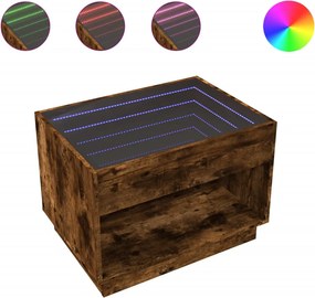 vidaXL füstös tölgy végtelen hatású LED-es dohányzóasztal 70x50x50 cm