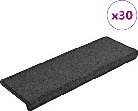 vidaXL 30 db lépcsőszőnyeg 65 x 21 x 4 cm antracit téglalap alakú széllel