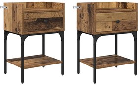 Éjjeli asztal fiókkal 2 pcs Régi fa 40 x 29 x 60 cm Faanyag