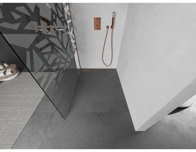 Mexen Kioto, Walk-In zuhany paraván 140 x 200 cm, 8 mm átlátszó üveg fehér mintás, réz matt profil, 800-140-101-65-85