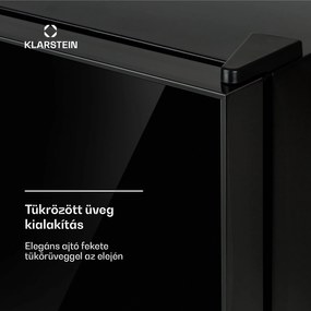 Klarstein Frosty, mini hűtőszekrény, 10 liter, A energiahatékonysági osztály, tükörüveg ajtó, fekete
