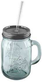 Authentic pohár újrahasznosított üvegből, tetővel és szívószállal, 550 ml - Ego Dekor