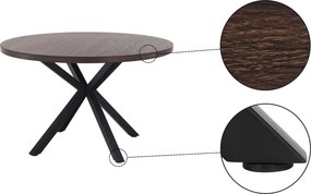 Étkezőasztal, sötét tölgy/fekete, átmérő 120 cm, MEDOR