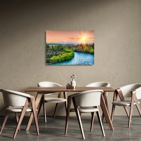 Üveg kép - Erdei hegyvidéki táj (70x50 cm)