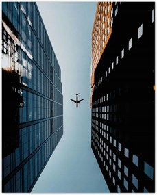 Poszterek 40x50 Repülőgép az épületek között