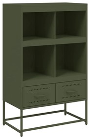 olívazöld acél magasszekrény 68x39x111,5 cm
