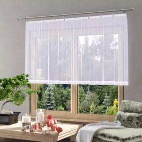 Gyönyörű fátyolfüggöny gipiurával fehér finom Floriana 290x120 cm