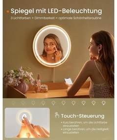 Fésülködőasztal tükörrel és világítással bézs színben