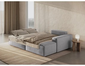 Világosszürke buklé kinyitható sarokkanapé (jobb oldali) Jodie – Micadoni Home