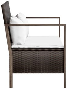 2 személyes barna polyrattan kerti kanapé párnával