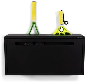 Fekete fém billenő ajtós függő cipőtartó Sportiva – Spinder Design