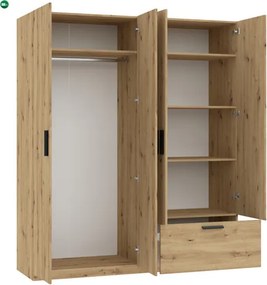 LITA WARDROBE 4D1S ARTISAN OAK WITH MIRROR