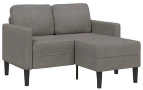 világosszürke vászon 2 üléses kanapé L-alakú kanapéval 125 cm