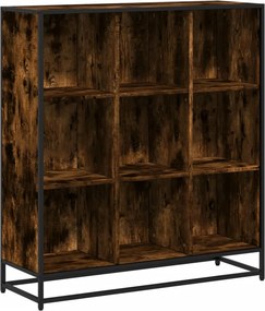 vidaXL füstös tölgy szerelt fa és fém könyvszekrény 97,5x33x107,5 cm