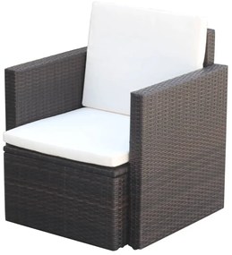 vidaXL barna polyrattan kerti szék hát- és ülőpárnával