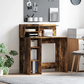 vidaXL Asztal tárolóval Füstölt tölgy 90x48x101.5 cm Szerelt fa