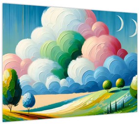 Üveg kép - Tájkép felhővel (70x50 cm)