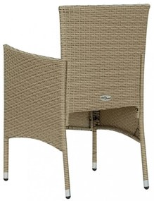 9 részes bézs polyrattan kerti étkezőgarnitúra párnákkal