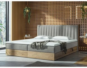 DURHAM kontinentális ágy 180x200 - barna / szürke + INGYENES topper