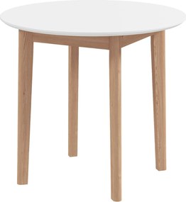 HOMCOM Étkezőasztal, Kerek Konyhai Asztal 2 Férőhellyel, Vidéki Stílusú Étkezőasztal, Nappaliba, Tömbfenyőből, Ø75 x 76 cm, Fehér | Aosom