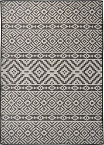 vidaXL fekete csíkos lapos szövésű kültéri szőnyeg 120 x 170 cm