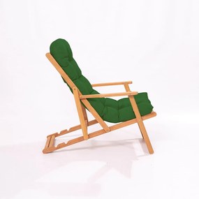 Zöld-natúr színű tömörfa kerti napozószék – Floriane Garden
