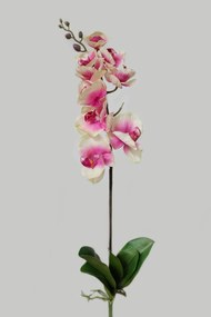 Rózsaszín mű orchidea levelekkel és gyökérrel 70cm