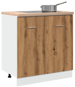 kézműves tölgy szerelt fa mosogató alsószekrény 80x46x81,5 cm