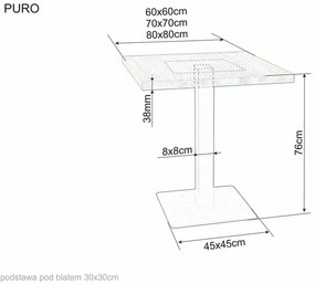 Fekete étkezőasztal tölgy dekor lappal PURO 60x60