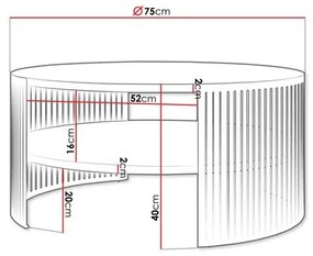 Kávésasztal FIKOLI 40x75 cm fekete/arany tölgy