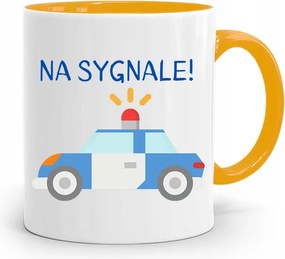 Sárga Bögre Rendőrnőnek, fényképes nyomattal