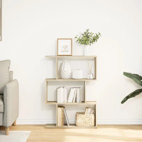 3 szintes sonoma tölgy fa elválasztó könyvespolc 70x24x97 cm