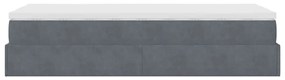 Ottomán ágykeret matraccal sötétszürke 90x190cm bársony