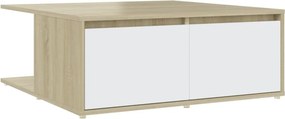 vidaXL fehér és tölgyszínű szerelt fa dohányzóasztal 80 x 80 x 31 cm