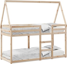 vidaXL tömör fenyőfa emeletes ágy matrac nélkül 90 x 190 cm