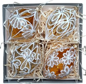 Üveg karácsonyfadísz 4 db 11 cm. Citrom Csak 1 Szett