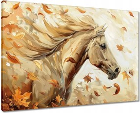 Vászonkép 70x50 Ló az őszi levelek között