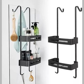 Fürdőszobai Polc zuhany alatt fürdőszoba akasztós alumínium fekete