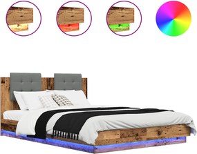 vidaXL Ágykeret támlával fejtámlával Öreg fa 150 x 200 cm Faanyag