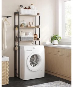 3 Szintes WC/mosógép fölé helyezhető polc szürkés-bézs és fekete színben