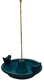 Függő kerámia madáretető tál, kék, 30 cm átmérőjű