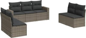 vidaXL 7 részes szürke polyrattan kerti ülőgarnitúra párnákkal