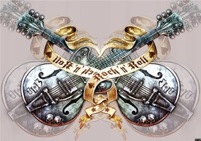 Fotótapéta Gitárok Rock and Roll Zenei káosz Rock-art 368x254 +ragasztó