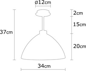Bergama N-146 arany fém és üveg függőlámpa, Ø34 cm
